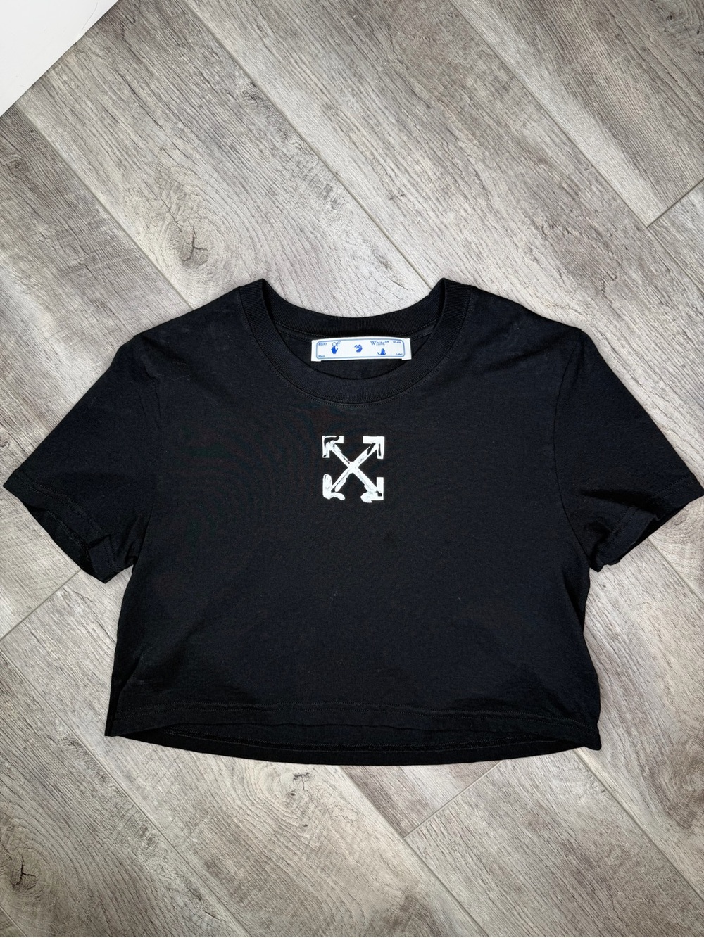 Women’s Black Graphic Crop Tee - Off-White Style